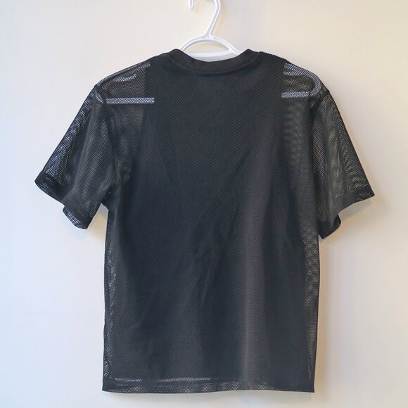Alexander Wang Authentic Black Stacked Logo Mesh Tee (Women's XS) - Picture 2 of 3